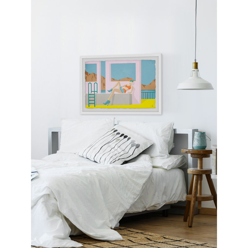 'Posing by the Pool' Framed Print, 8" H x 12" W x 1.5" D