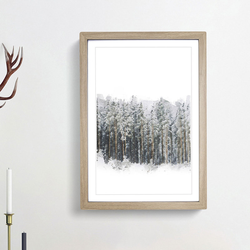 View of a Winter Forest - Picture Frame Painting Print, Oak Framed, 65cm H x 48cm W x 2cm D