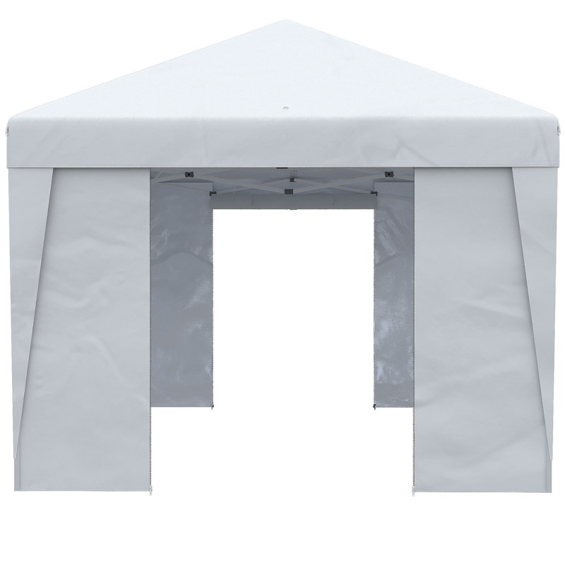 Tente escamotable avec parois latérales 10 pi x 19,5 pi Outsunny, Acier Inoxydable, Blanc
