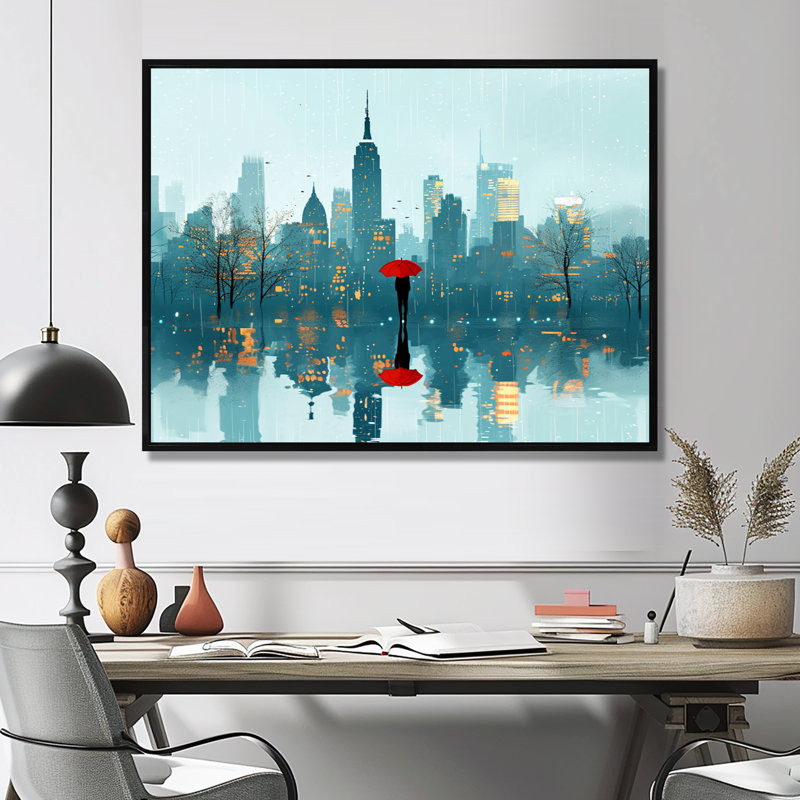 Noemie - impression d'art mural New York City, Cadre flottant noir, H 16 po x l 32 po