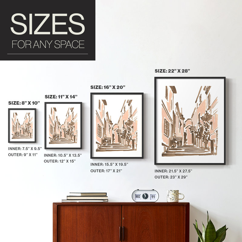 «Blush Architecture Study I», reproduction encadrée de qualité supérieure - prête à être accrochée - aucun clou requis - aucun clou requis
