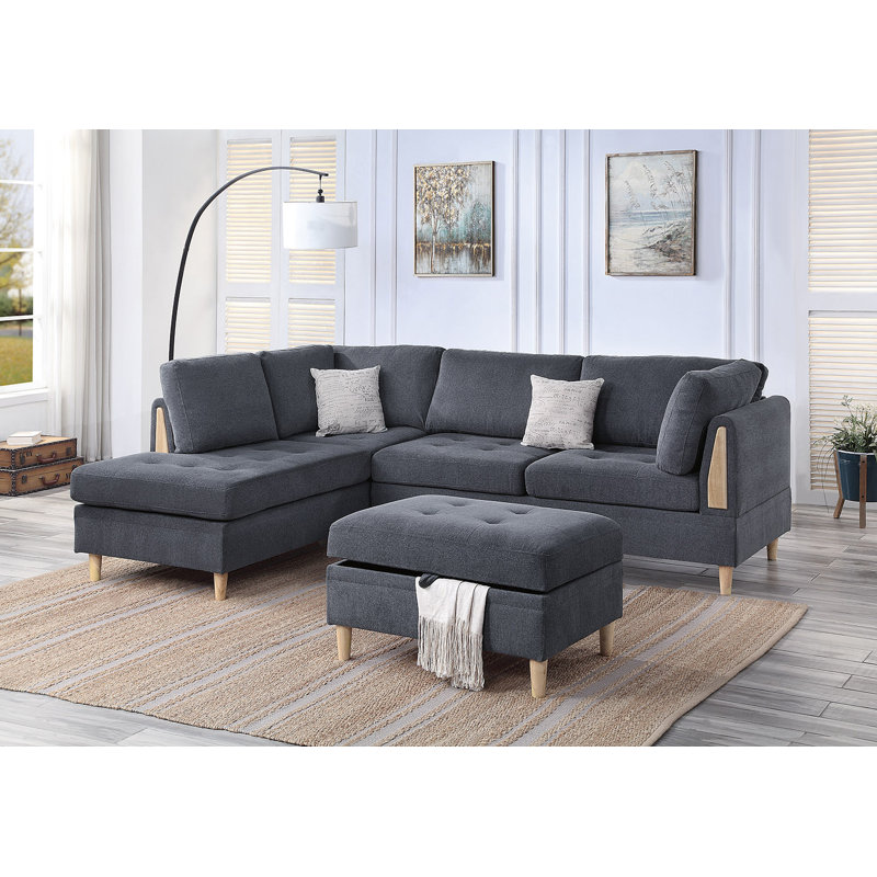 Upholstered L-Shaped Sectional Reversible