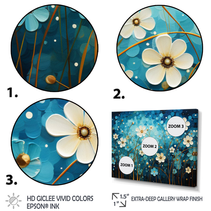 «Turquoise Tranquility», art mural abstrait, Cadre doré simple, H 30 po x l 40 po x P 1,5 po