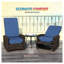 Fauteuil inclinable pivotant d'extérieur bleu foncé avec rotin en PE et structure en acier