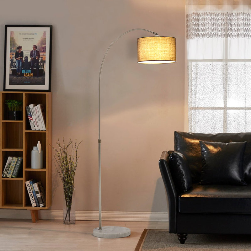 Lewallen 131cm Silver Arched Floor Lamp, Grey
