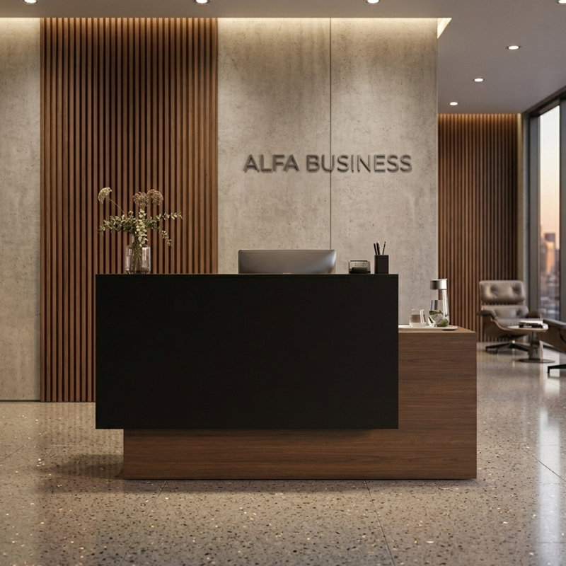 Rectangle Synthetic Laminate Reception Desk, 41.34" H x 70.87' W x 27.56" D