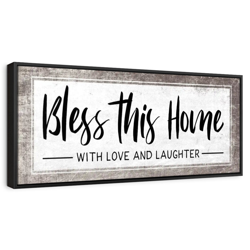 Plaque murale «Bless This Home», Cadre flottant noir, 28 po x 10 po