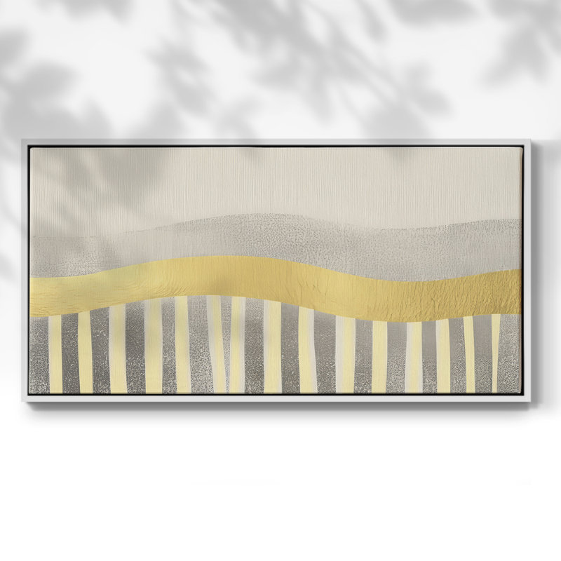 Série abstraite -DX- Toile tendue avec châssis tendue, prête à être accrochée, H 17 po x l 41 po, Blanc
