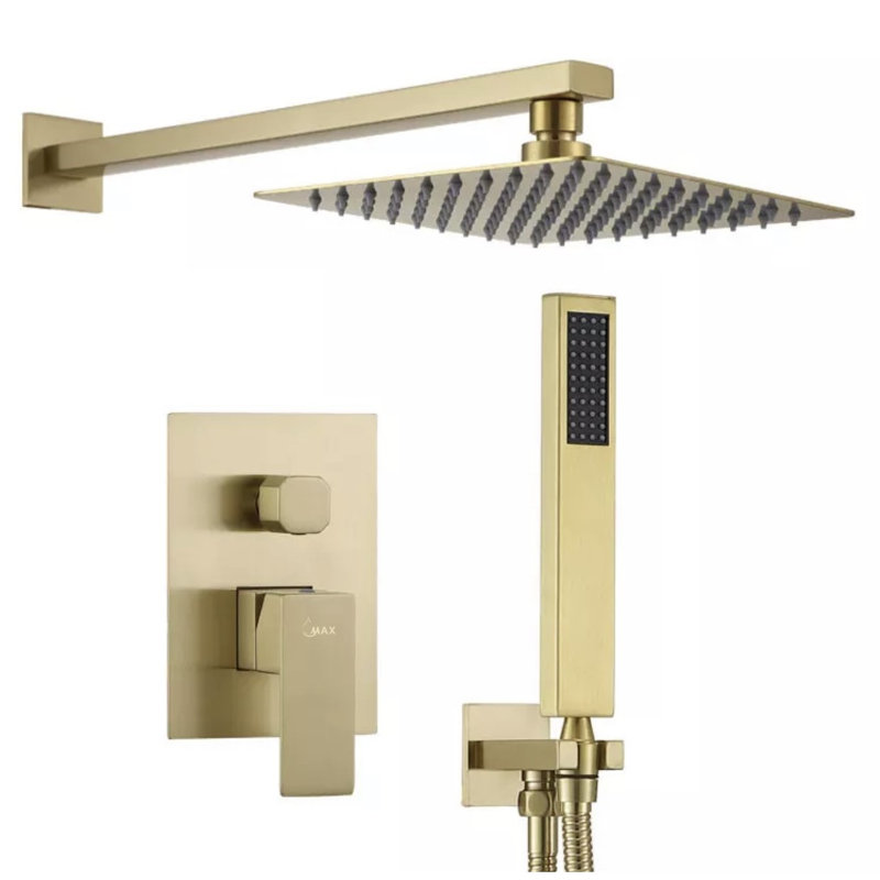 Système de douche complet avec valve brute, Or brossé