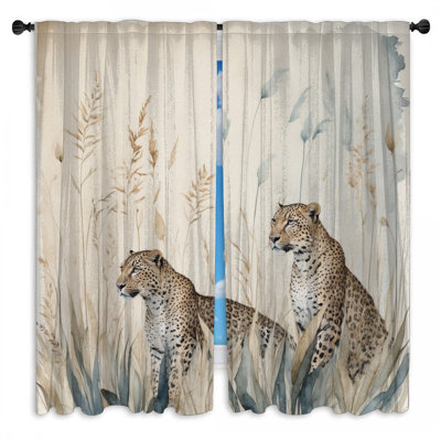 Rideaux de fenêtre guépard dans les hautes herbes Cheetahs diaphane et obscurcissant - 2 panneaux