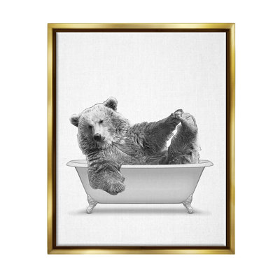 Ours jouant dans le bain, faune sur toile par Annalisa Latella, impression