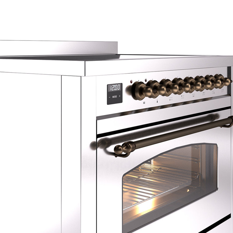 ILVE Nostalgie II 36 in Induction Range, Stainless Steel/Bronze