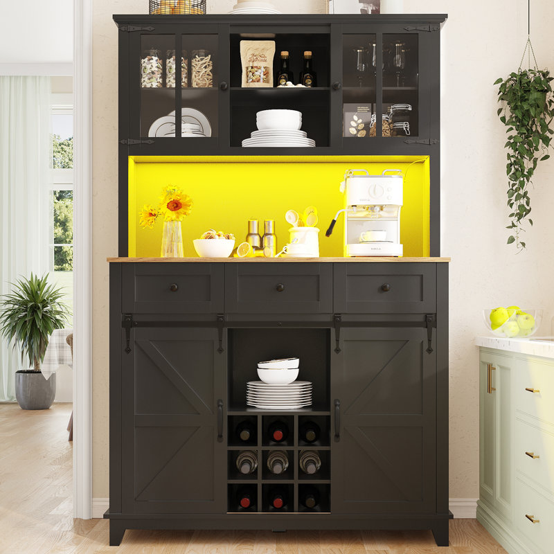 180cm Kitchen Pantry, Black