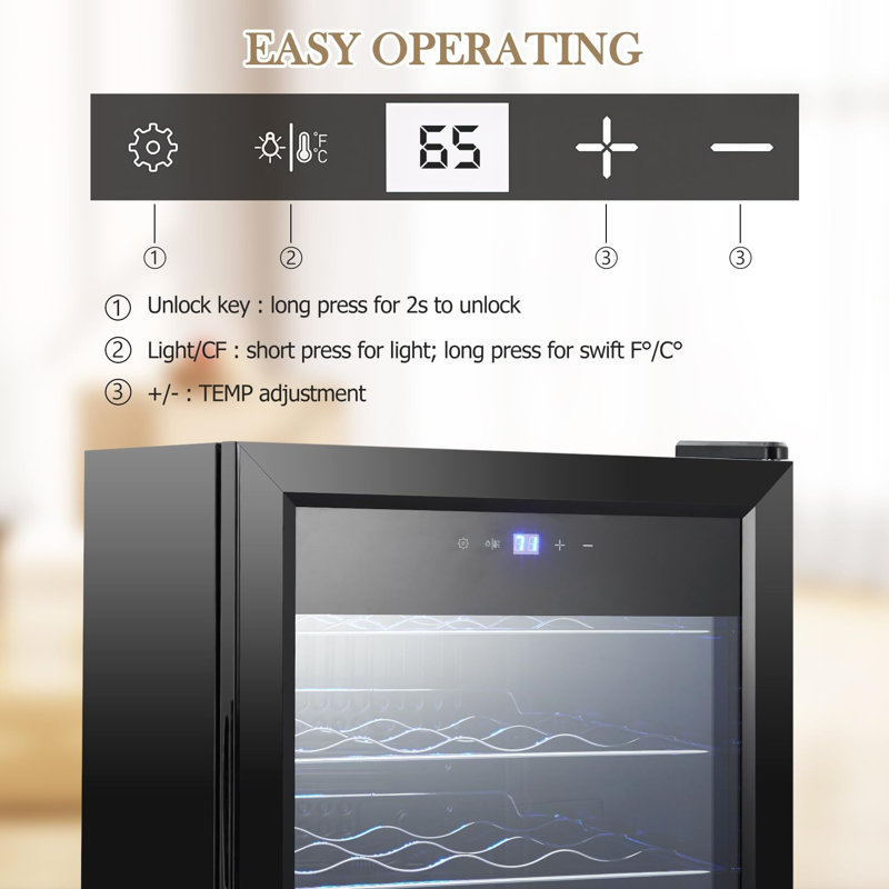 28 Bottle Compressor Wine Cooler Refrigerator, Large Freestanding Wine Cellar For Wine