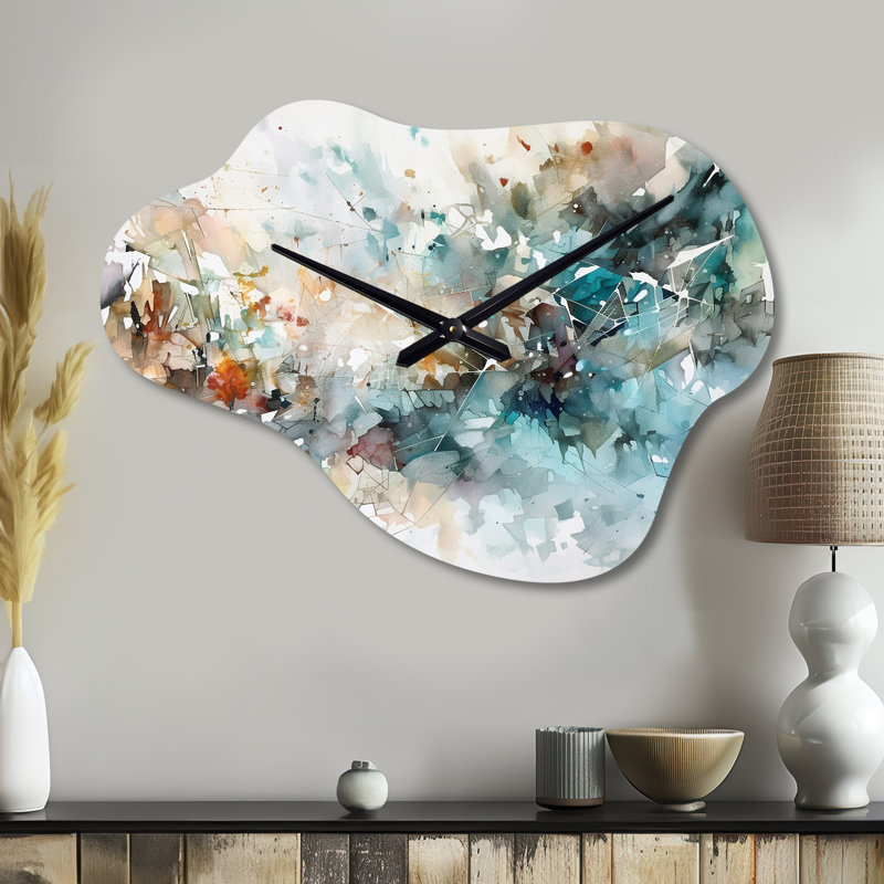 Qasim Vibrant Paint Eruption V - horloge murale asymétrique moderne en métal, impression d'horloge en nuage, Petit