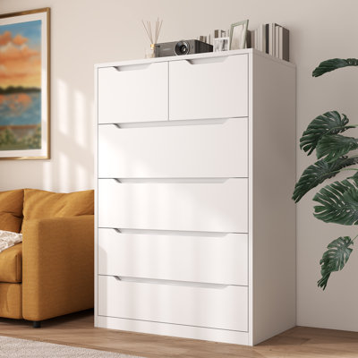 6-drawer Tall Dresser, Modern Wood Chest With Deep Drawers And Smooth Metal Rails, For Bedroom, Hallway, Or Living Room by Latitude Run
