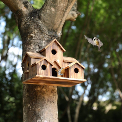 Nichoir rustique en plusieurs pièces pour petits oiseaux, fabrication artisanale en cèdre