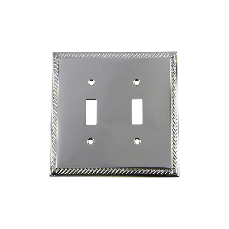 Rope 2-Gang Toggle Light Switch Wall Plate, Bright Chrome