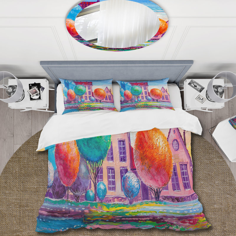 Daydream House In The Village - Ensemble de housse de couette traditionnel - Microfibre de polyester