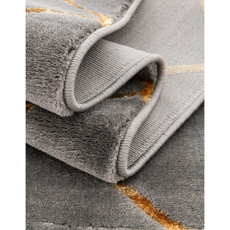 Contemporary Etowah Gray and Gold Color, Square 7'10"