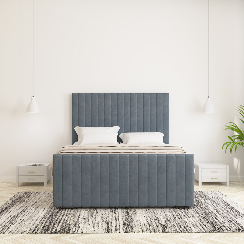 Upholstered Velvet Bed, King (5'), Charcoal