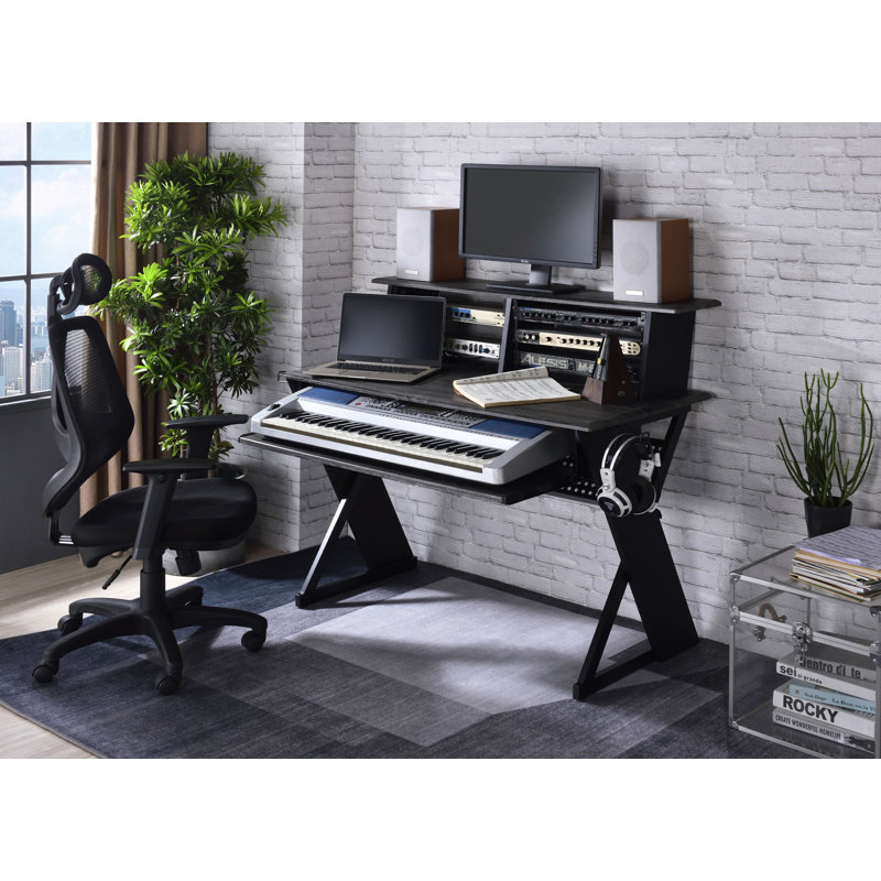 Desk,Natural Oak Finish Music Recording Studio Desk