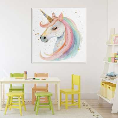 Toile de licorne dorée mouchetée pastel, design par Creative Studio