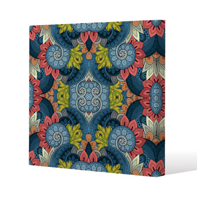 Tribal Pattern Ethnic Slim Style Canvas Print, 15mm Slim Real wood.