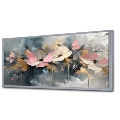 Encre de Chine - Fleurs de fuschia abstraites I - Fuschia, reproduction sur toile encadrée