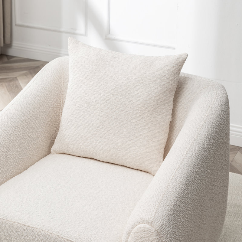 Shively 32'' Wide Upholstered Swivel Chair, Beige