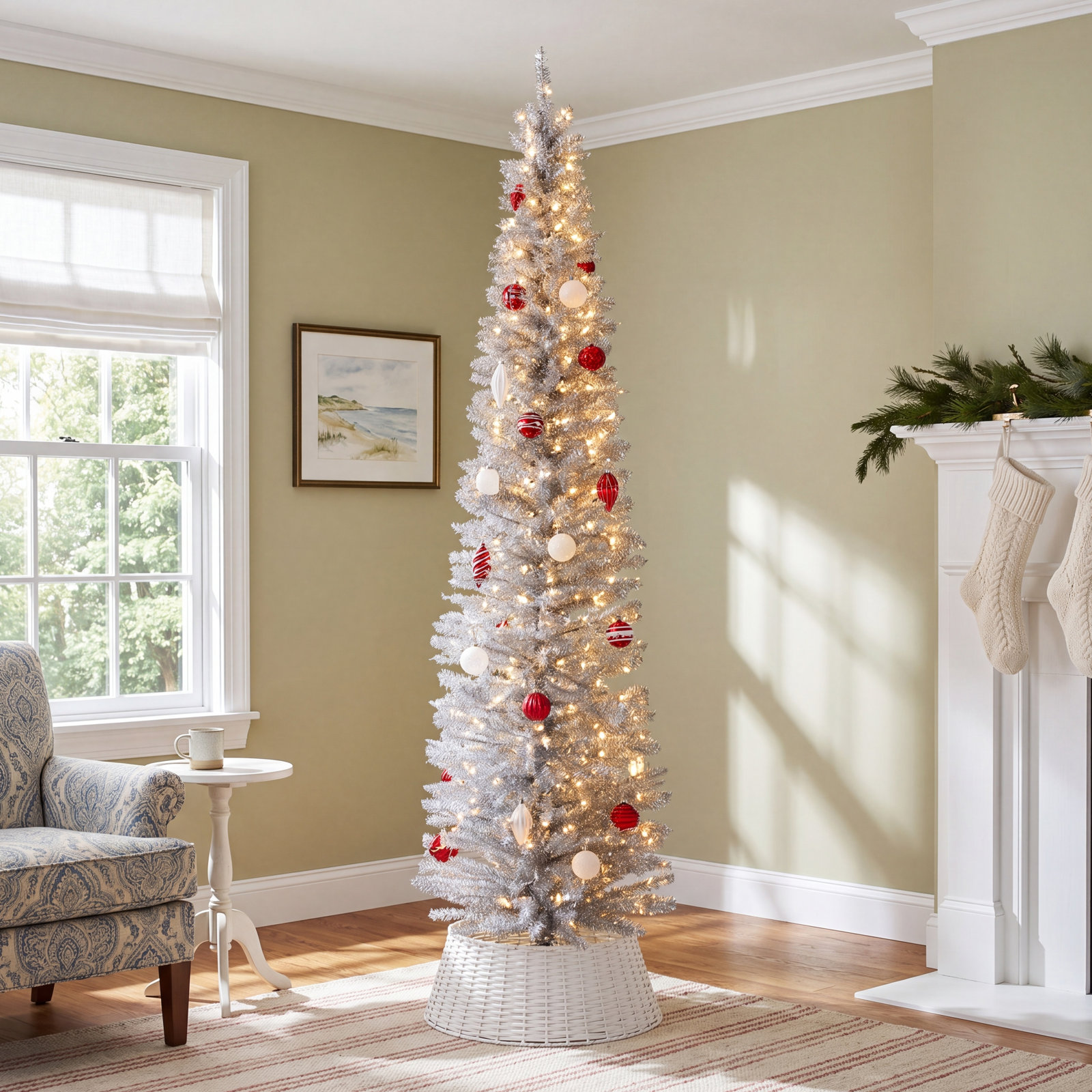 Silver Tinsel Tree, 7'