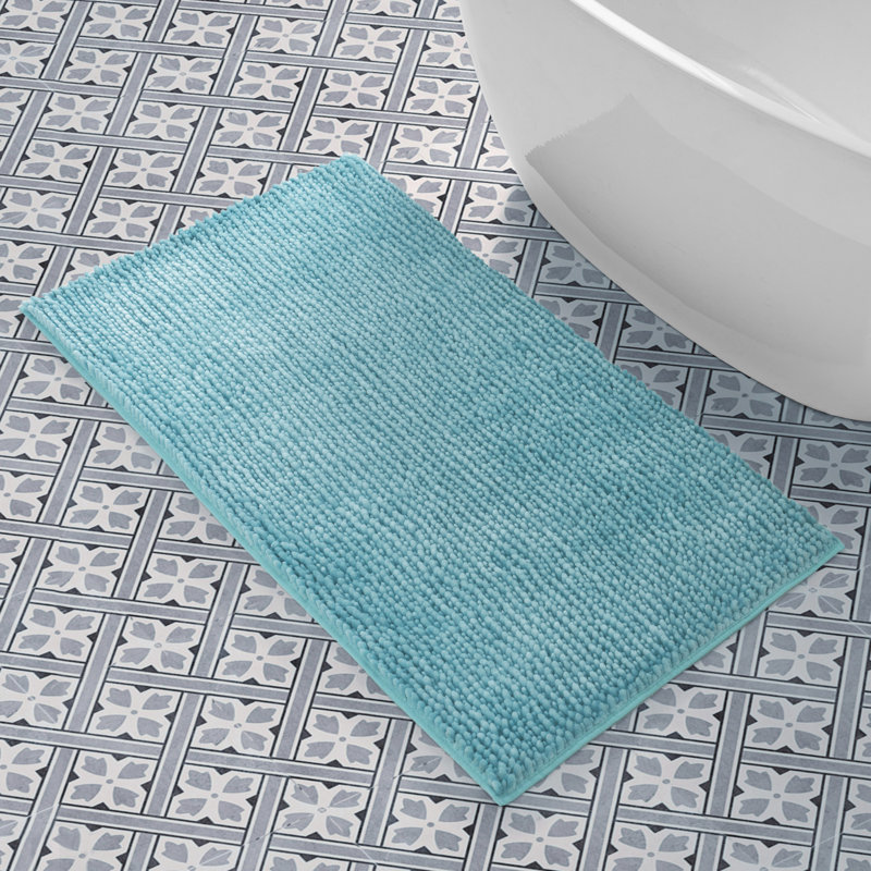 Laura Ashley Butter Chenille Bath Rug, 27" W x 45" L, Seaspray Blue