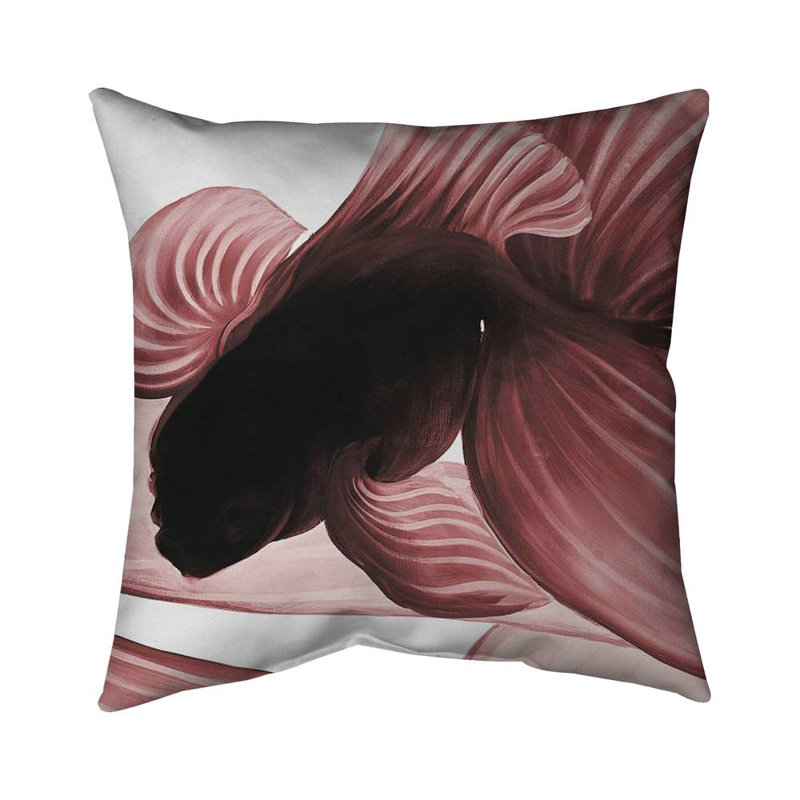 Asian White Animals Pillow - Two Red Betta for Home Decor