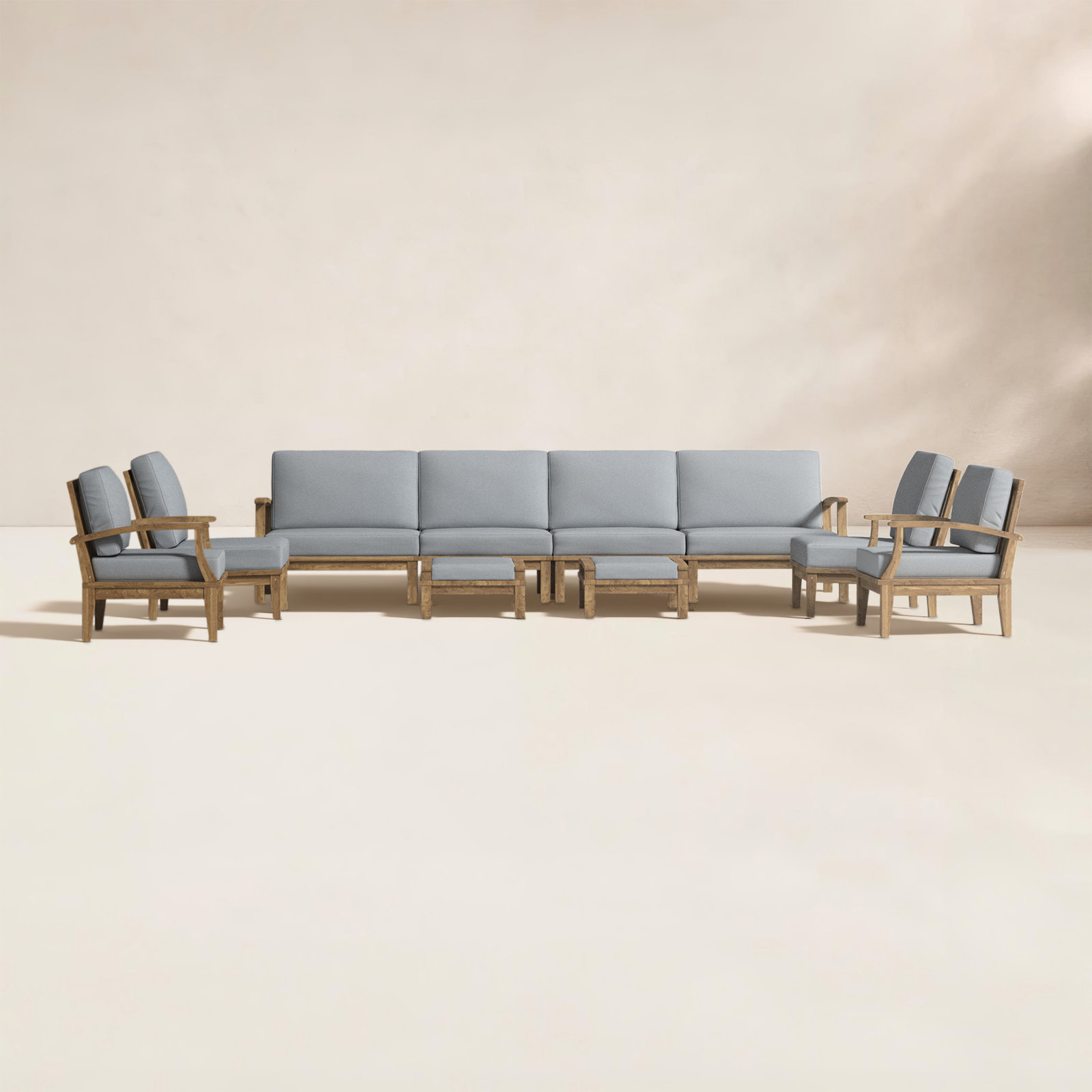 Marina 8-Person Teak Patio Seating Group, Gray