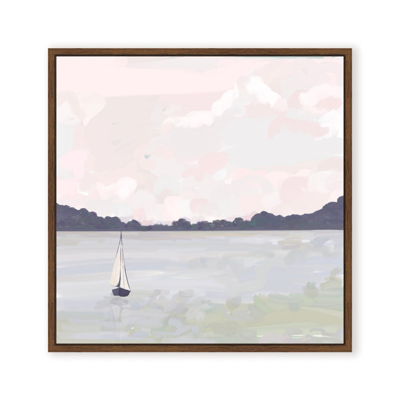 Coastal Retreat Sailing Through Abstraction, Framed Canvas, Brown, 24" H x 24" W x 2.375" D