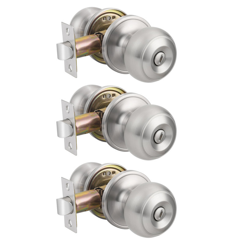 Privacy Door Knobs with Round Rosette, Keyless Lock, Brushed Nickel