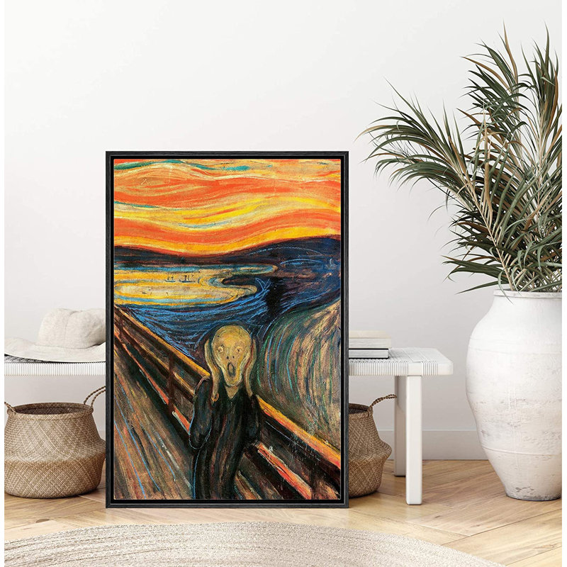 Edvard Munch's the Scream - Peinture sur toile, L 16 po x H 24 po, Noir