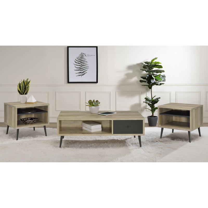 Ensemble de table basse et de table de bout Balboa en pin vieilli 3 pièces (table basse incluse)