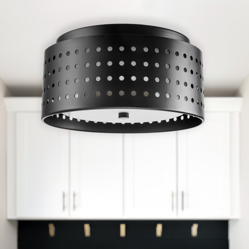 Glass Flush Mount, Matte Black