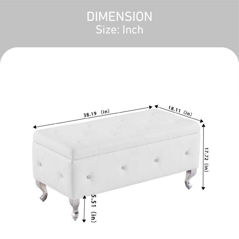 Banc de rangement rembourré Gianpaolo, Blanc