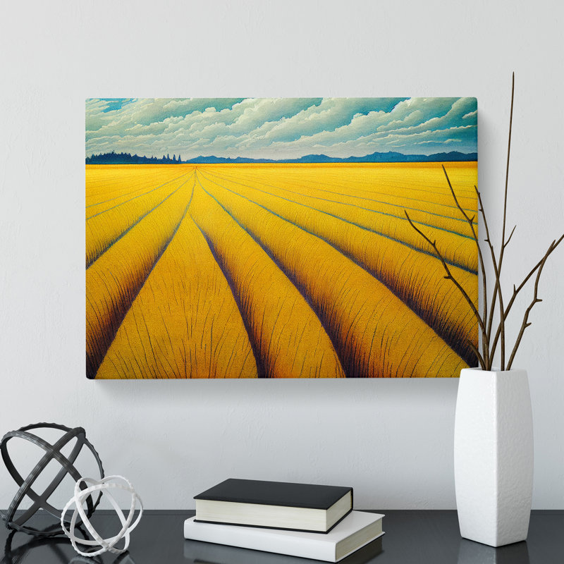 Watercolour Wheat Field Vol.6 - Wrapped Canvas, 40cm H x 60cm W x 3cm D