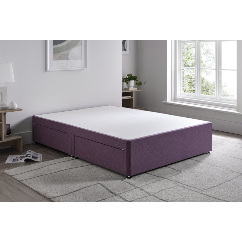 Wool Divan Bed Base, Lilac, Double (4'6), No Drawers