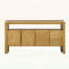 60 po, style U, 4 portes, placage en bois massif, buffet, grain naturel, tablette ouverte, rangement à deux zones, rangement pour articles de maison-1433850757