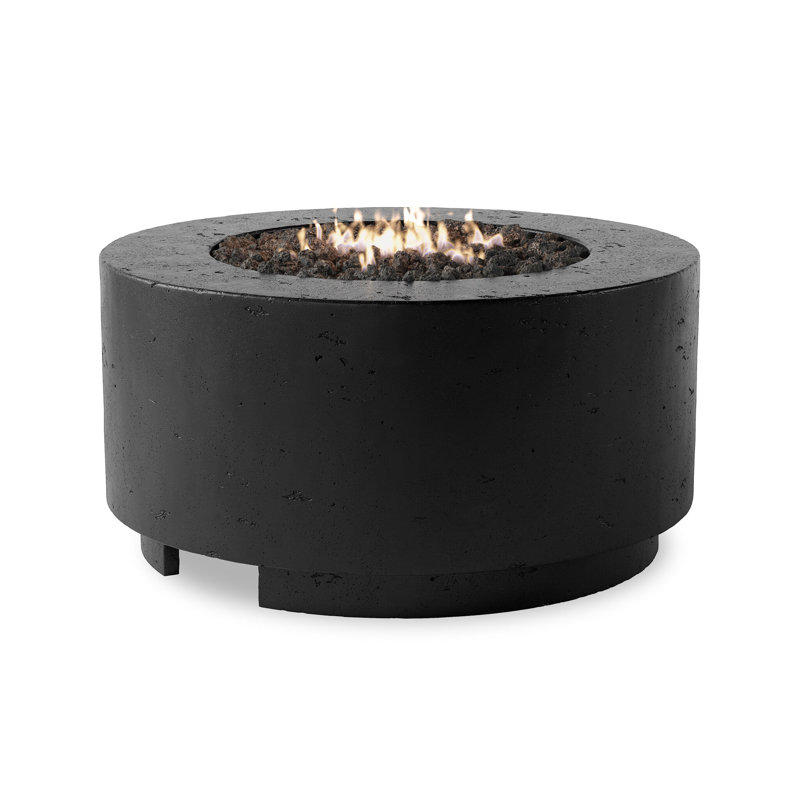 Jolliff 16.5" H x 35.5" W Concrete Outdoor Fire Pit Table, Propane, Black