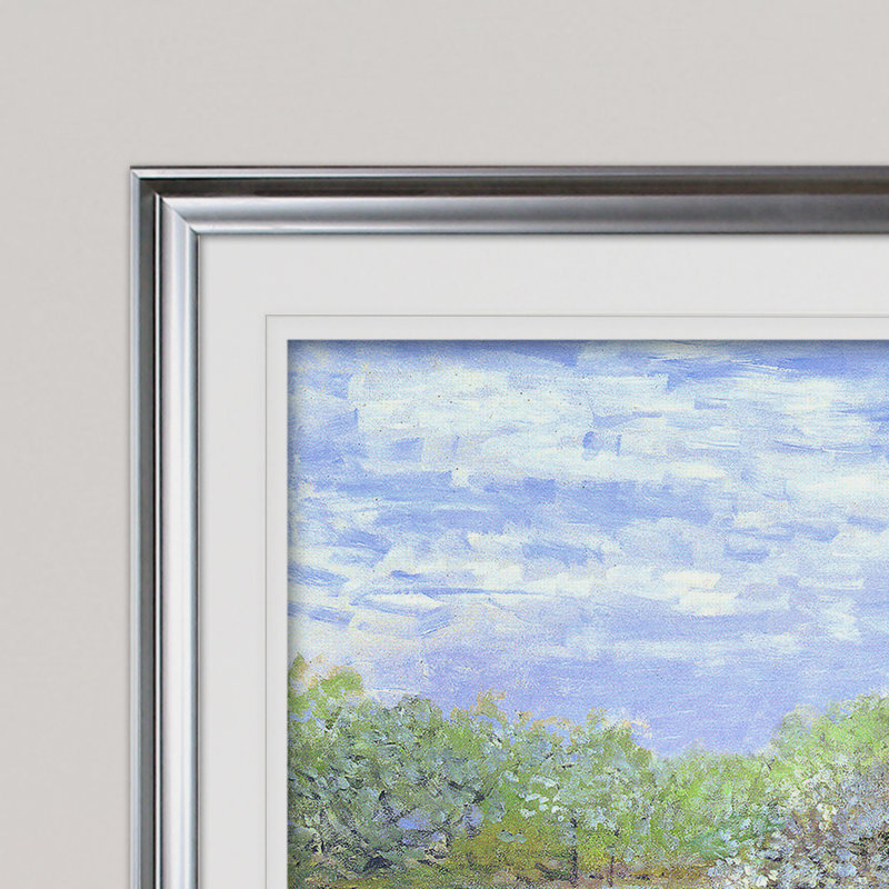 " Apple Trees Blooming ", Silver Framed, 24" H x 32" W x 1.5" D