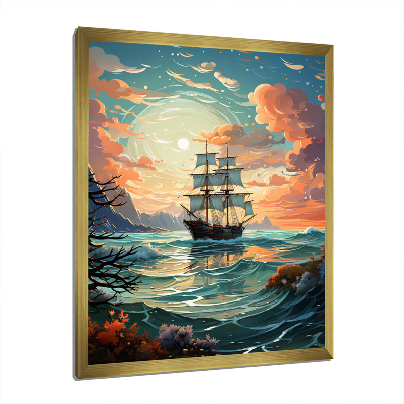 Port Nautical Dreams I sur impression sur toile, H 44 po x l 34 po x P 1,5 po, Encadrement doré