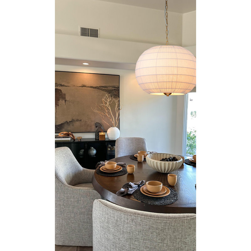 Kuriko 6 - Light Brass Painted Natural Ivory Hand-Woven Rope Large Globe Chandelier