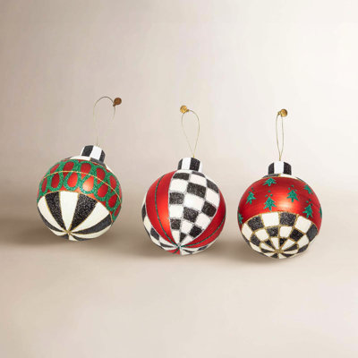 Tartan 6 Piece Ball Ornament Set