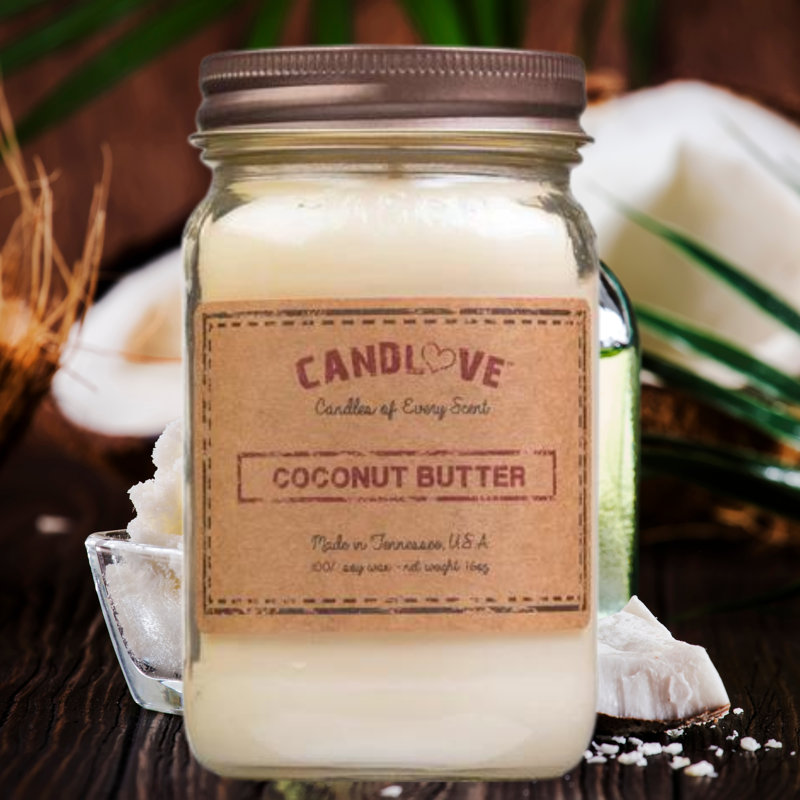 Bougie en pot parfumée au beurre de noix de coco avec support en verre