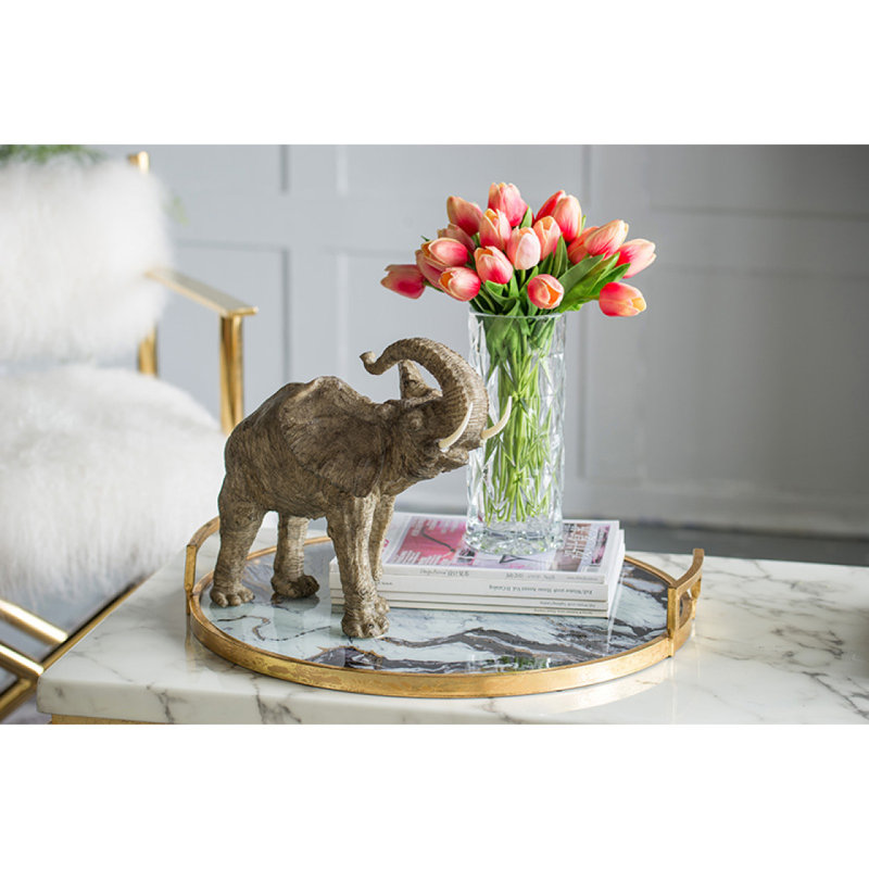 15X8x12" Tai Polyresin Elephant Accent,Trumpeting
